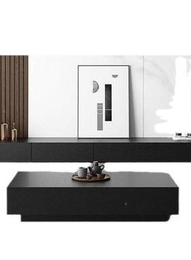 地电柜意极简现视代黑色木质家具式小户型家用茶几落柜DPV组合