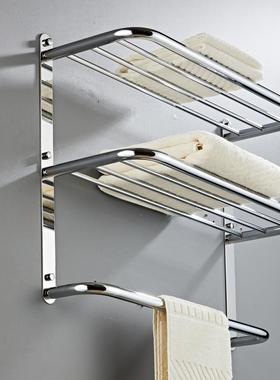 架不锈钢三层浴巾浴架厨房室简约壁挂5113C-3-置浴物不锈钢三层巾