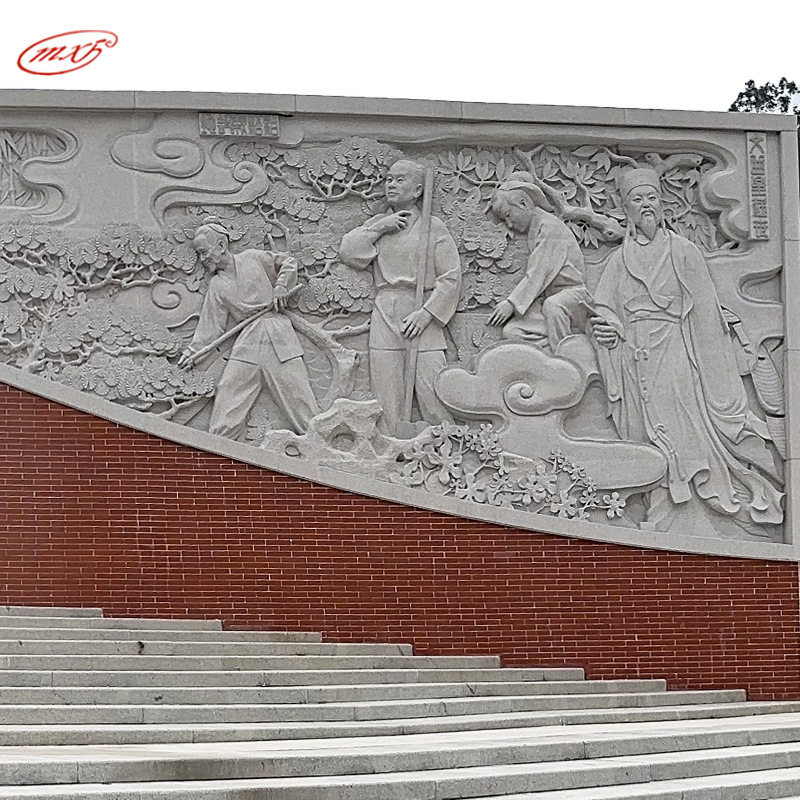 历史故事人物石雕壁画公园景区石雕文化墙大型浮雕照壁摆件