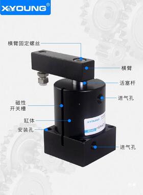XYOUNG旋转气HBR32295X15磁转角2气缸HBL5带下压缸夹具气缸HBR63X