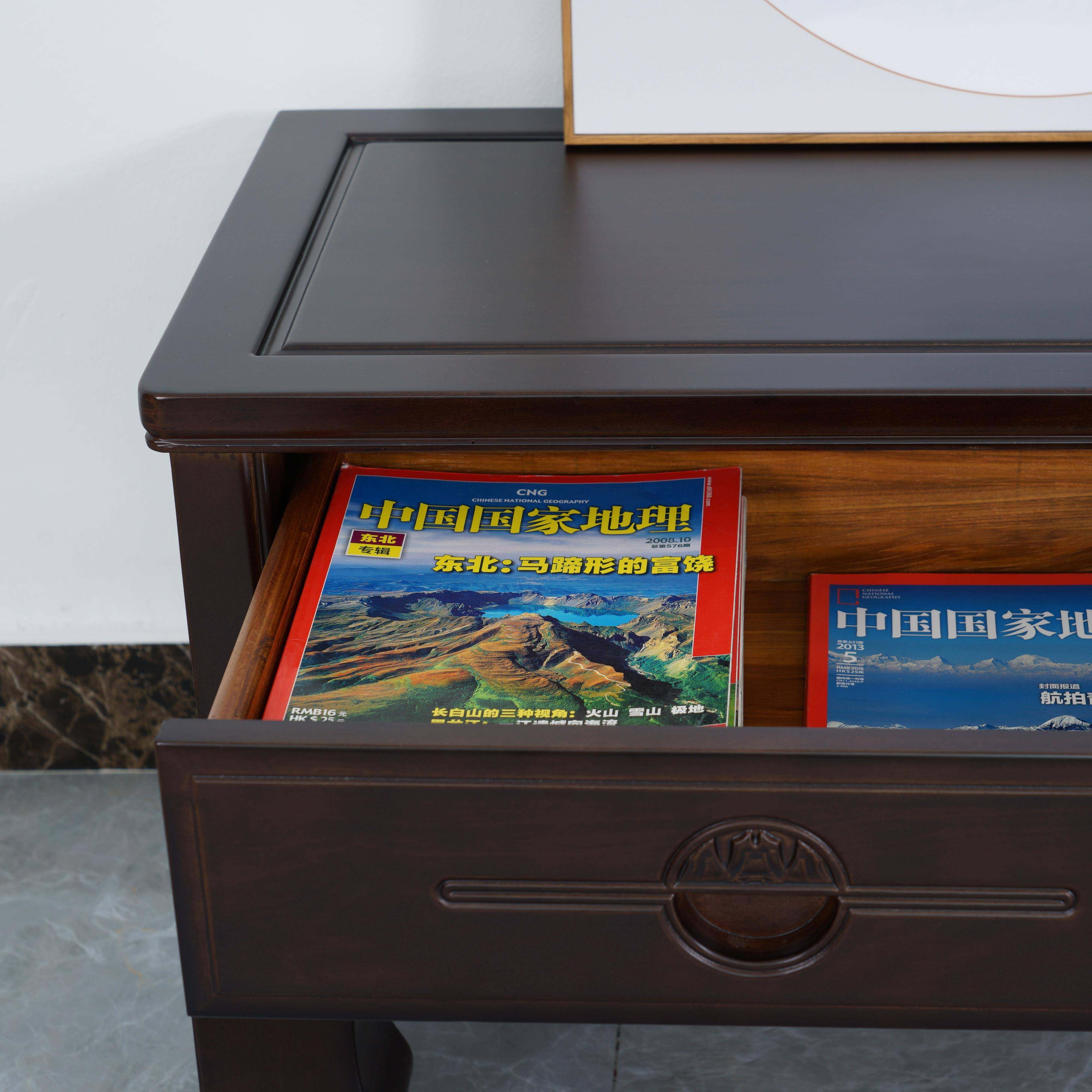 新式实黑檀木色木简约家黑檀色中小户型电视柜客厅带抽中屉2.0具