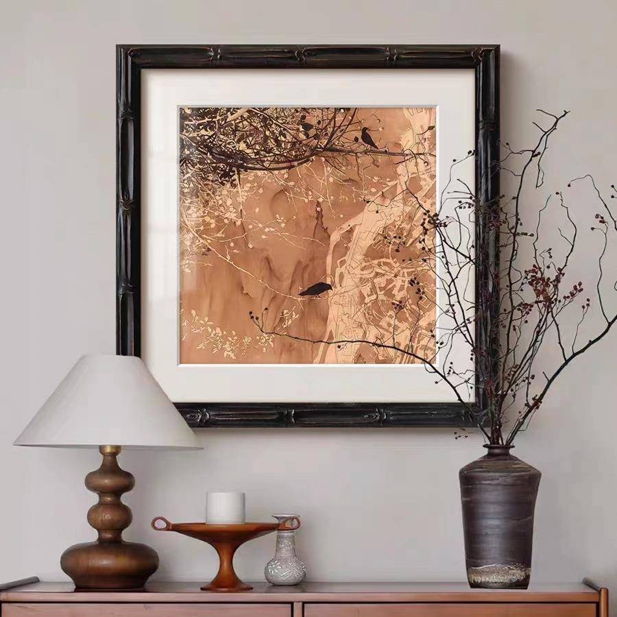 《夜客莺HY-ZP-02》中古风玄关走廊壁式画卧室书房挂画法小众古厅