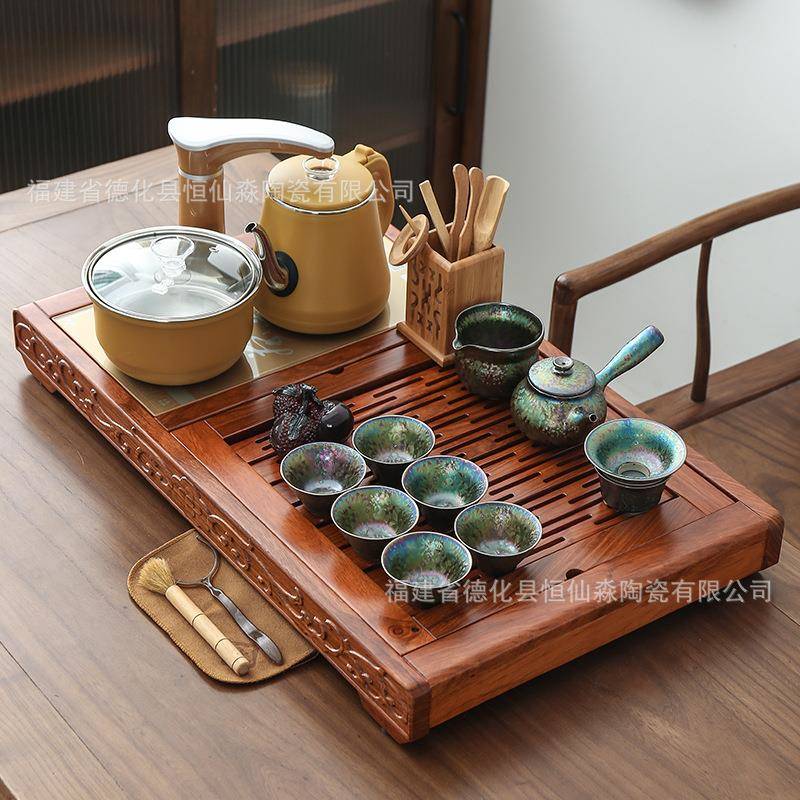 花梨茶盘储水用实木简约木不锈恒仙淼陶沥钢水盘排水茶海茶托盘家