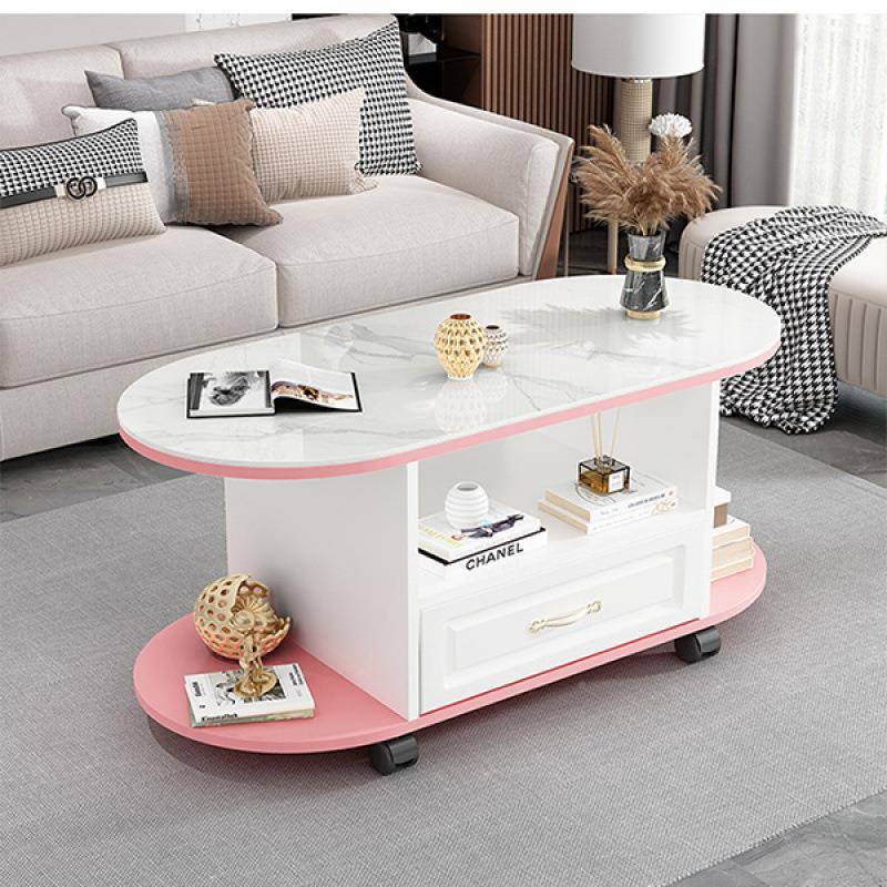 圆形茶几椭轻网小户型钢化玻璃家用客厅厂家直供简约红奢可移动小