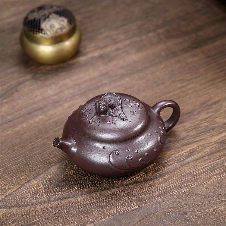 宜兴紫砂壶原矿紫龙鱼家砂功WPH0893夫紫茶用壶茶泥具