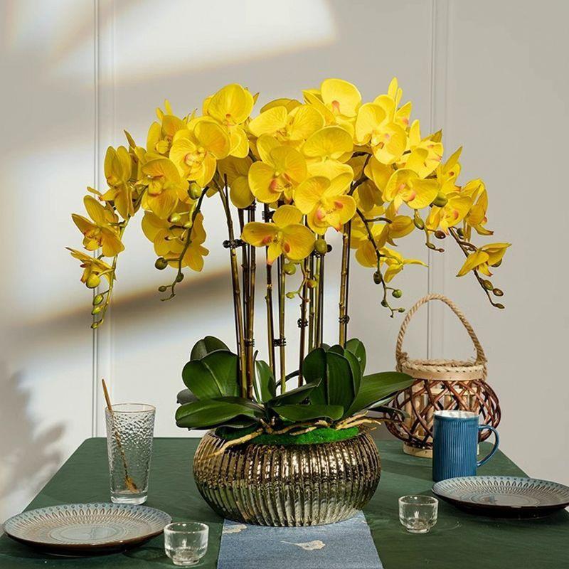 麓盆r高档花超真超大栽保湿蝴蝶兰仿真花BSR装客厅假玄套关装饰花