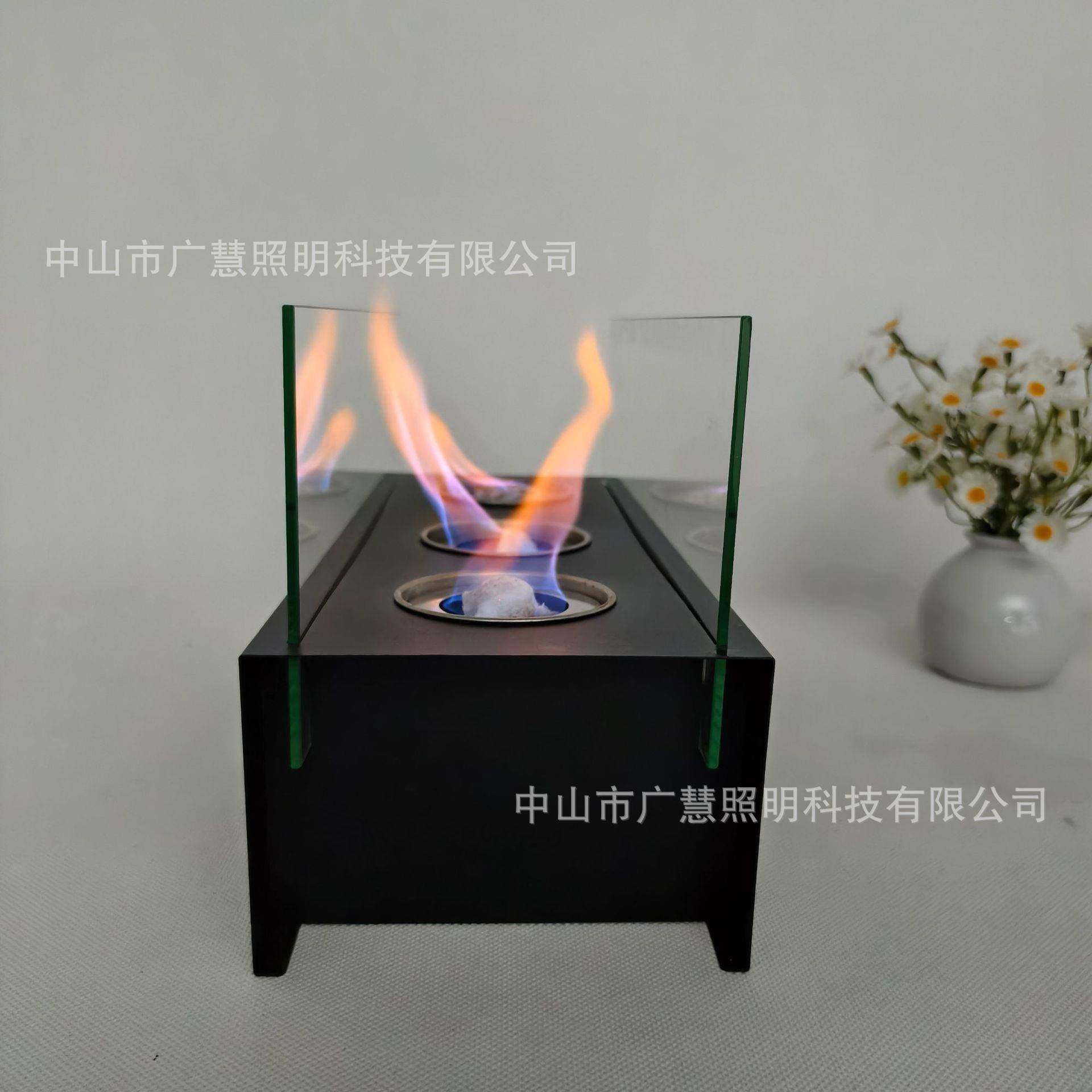 跨境小长方形三酒精壁孔室内GH-06金炉属火炉户便携真火壁炉外