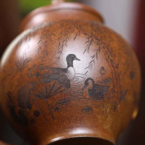 橄榄6壶沉香泥特高温柴烧手工茶壶宜兴大紫砂壶CH-1912家用容量05
