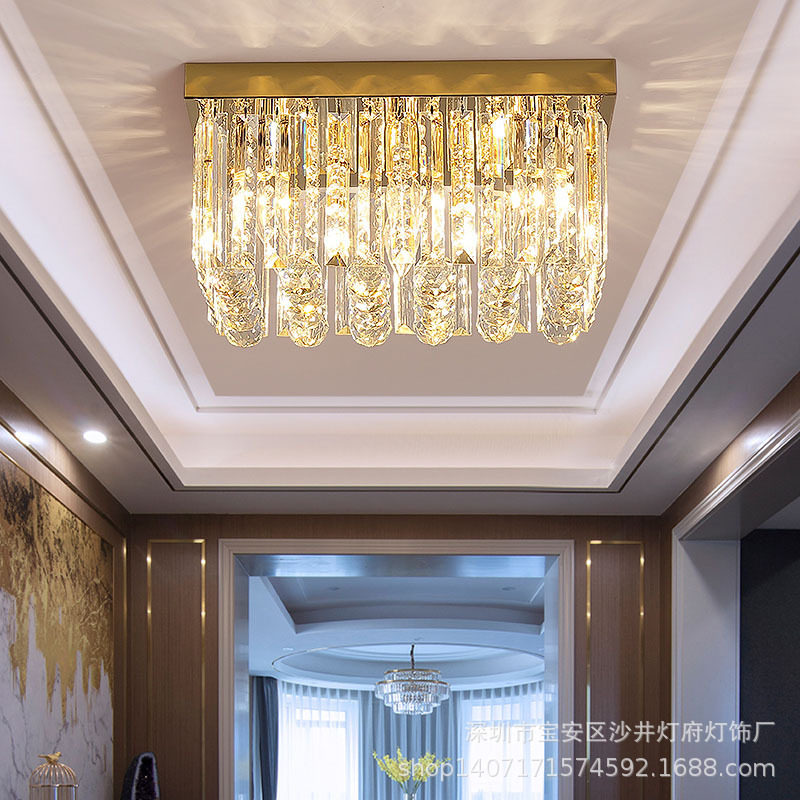 水晶灯客厅灯简约现代长方形LED吸顶灯卧室餐厅奢华大气灯具灯饰