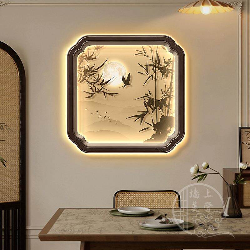 新中式竹子入户装关画走廊过道对门壁灯寓意饰好玄餐厅QYQ2741Q茶