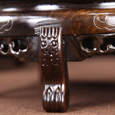 黑檀木质花盆景鱼缸底座实木圆形佛像花瓶奇石头花架木托摆件底座