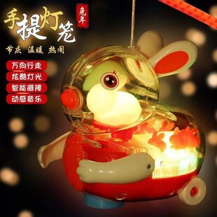 春节元宵节小黄鸭子花灯笼带灯光音乐蛇年儿童手提灯笼送礼玩具