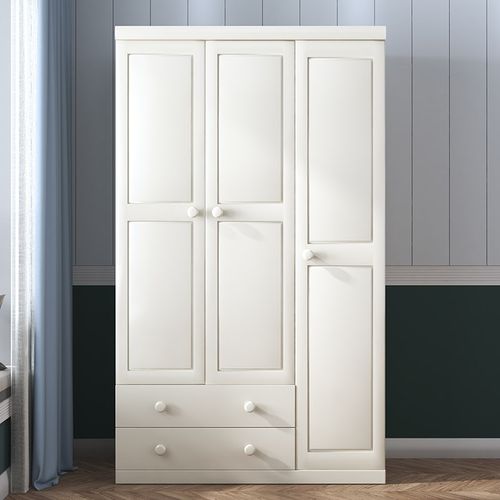 全实木儿童三门衣柜两门衣柜四门衣柜美式卧室简易衣橱储物组合