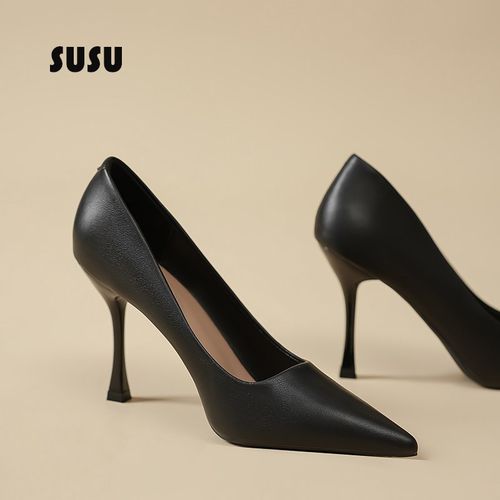 漂亮黑色高跟鞋女7cm细跟配丝袜高级感御姐风不累脚职业工作单鞋