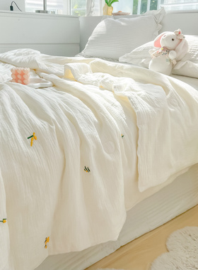 小清新双层纱超软糯夏被夏凉被夏D季双人空调被薄被子可机洗被芯
