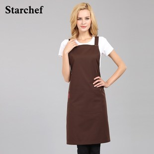 韩版时尚围裙男女厨房饭店围腰厨师工作围裙定制logo印字挂脖
