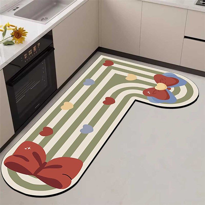 厨房地垫L型转角专用脚垫2025新款硅藻泥防滑防油可擦免洗地毯,居家布艺,厨房地垫,淘宝优惠券,粉丝福利购,淘宝优惠卷