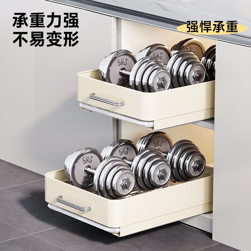 厨房抽拉碗碟收纳架抽屉式橱柜内放碗拉篮碗篮碗盘盘子沥水置物架