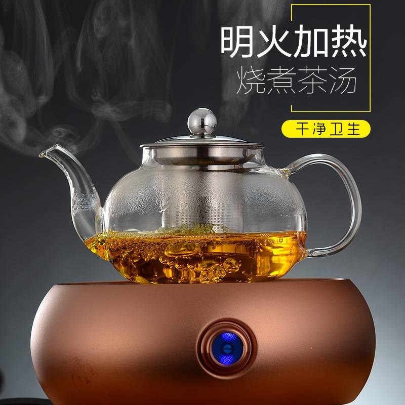 加厚玻璃茶壶耐高温玻璃泡茶壶不锈钢过滤茶漏壶家用玻璃茶壶套装