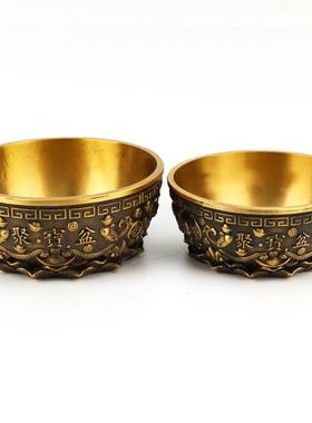 摆件聚宝盆纯铜办公室家用礼品招财家居大号实心盆乔迁品加厚铜金