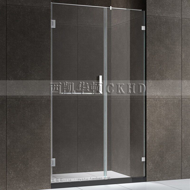 无框淋浴房一字形沐浴房不锈钢整体浴室隔断简易平开门屏风玻璃门