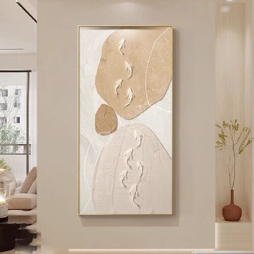 九鱼图入户玄关装饰画奶油风抽象进门正对门挂画走廊过道墙面壁画