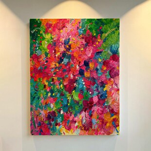 多巴胺抽象装饰画小众艺术客厅卧室C2025新款彩色花卉过道彩色挂