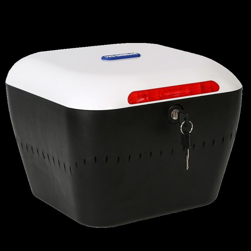 电动自行车前置车筐大容量带盖防雨车筐带锁防盗头盔篮可放冬季盔