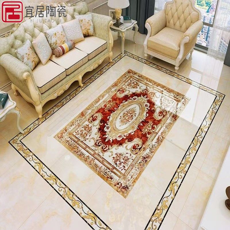 拼花地砖800x800 微晶石抛晶砖客厅餐厅造型拼图入户玄关拼花瓷砖