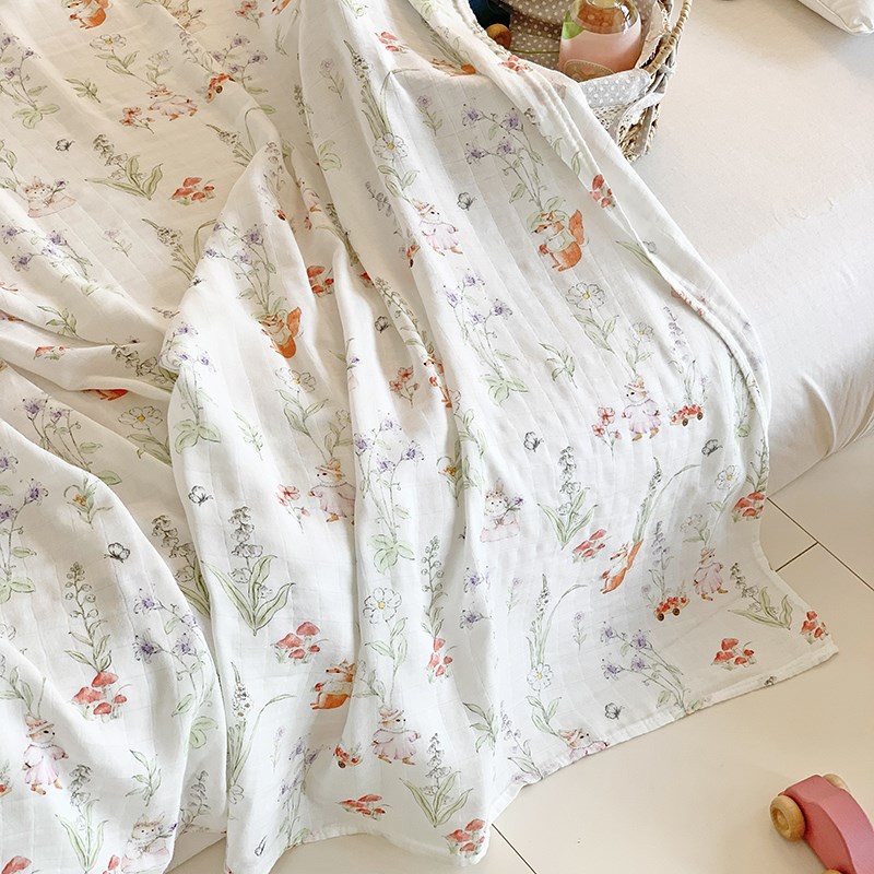 夏季A类婴儿竹纤维纱布毯子儿童宝宝薄款单层午睡凉感空调盖毯被