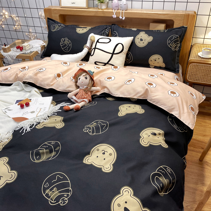 床上用品水洗棉四件套3学生宿舍被套被单秋冬卡通床单人三件套男4