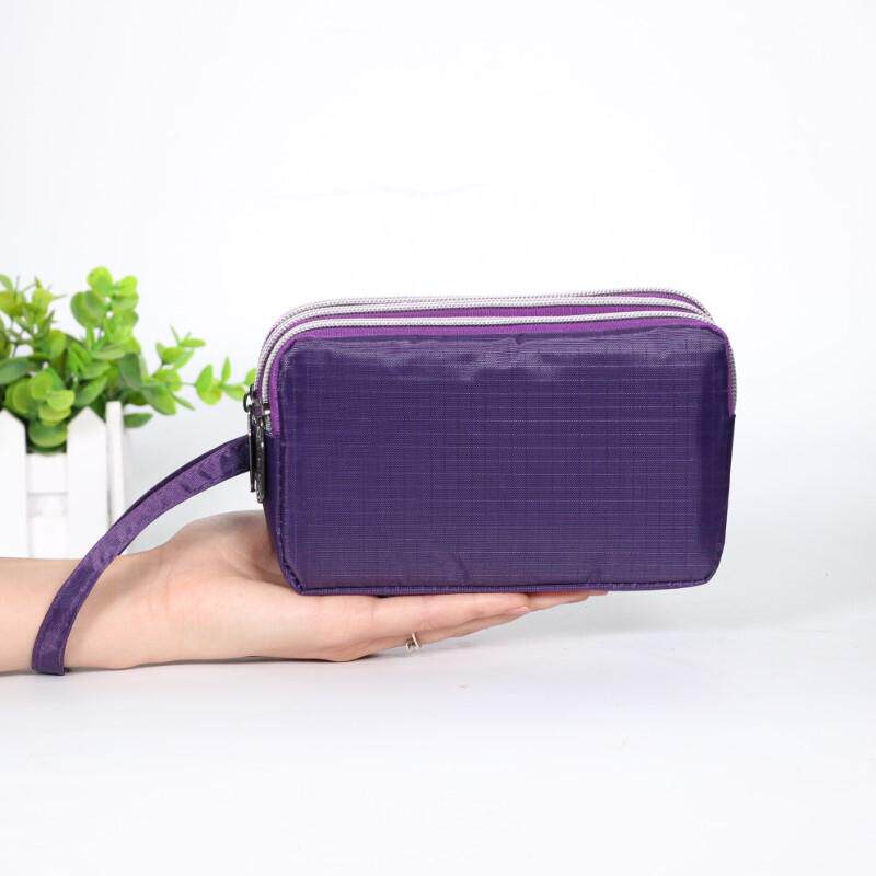 零钱包女长款帆布手拿包简约三层拉链手包女士小包大容量手机新款