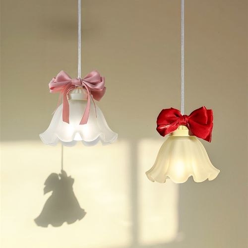 法式奶油风卧室床头吊灯儿童房女孩可爱蝴蝶结花店宿舍网红灯具