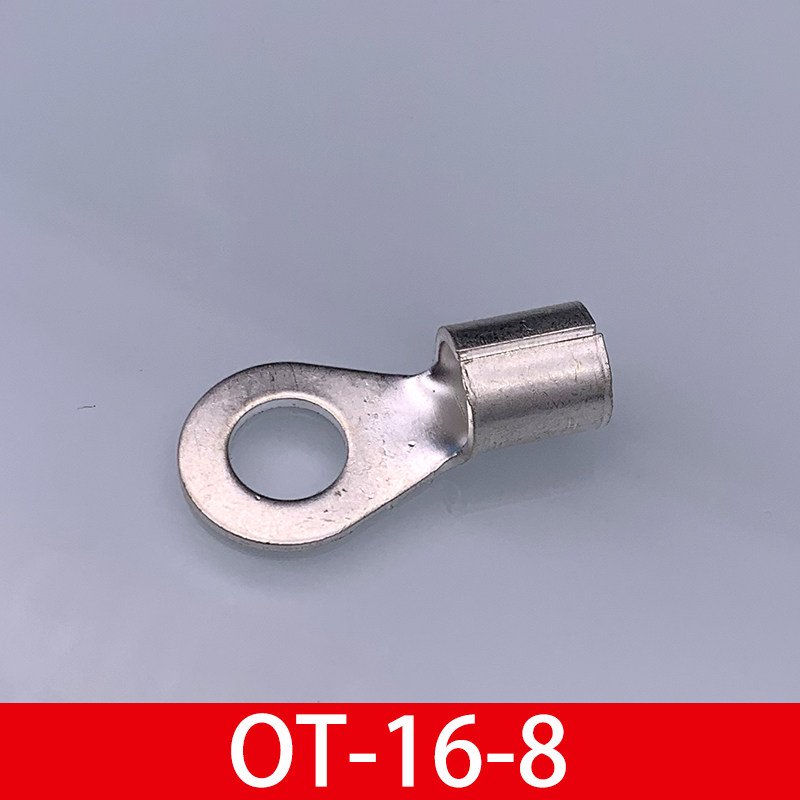 OT16-8冷压接线端子O型圆形裸端头铜线鼻子P镀银接线耳 500只