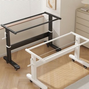 手摇式可升降桌腿小尺寸茶几底座手动可调节小型桌面支架带滑轮