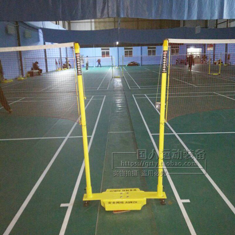 全铸铁双柱连体羽毛球网柱网架可移动式标准室内外比赛用羽毛球架