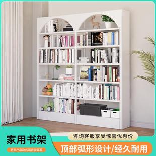 简易铁艺家用图书馆钢制书架落地置物架一体靠墙儿童书柜2023新款