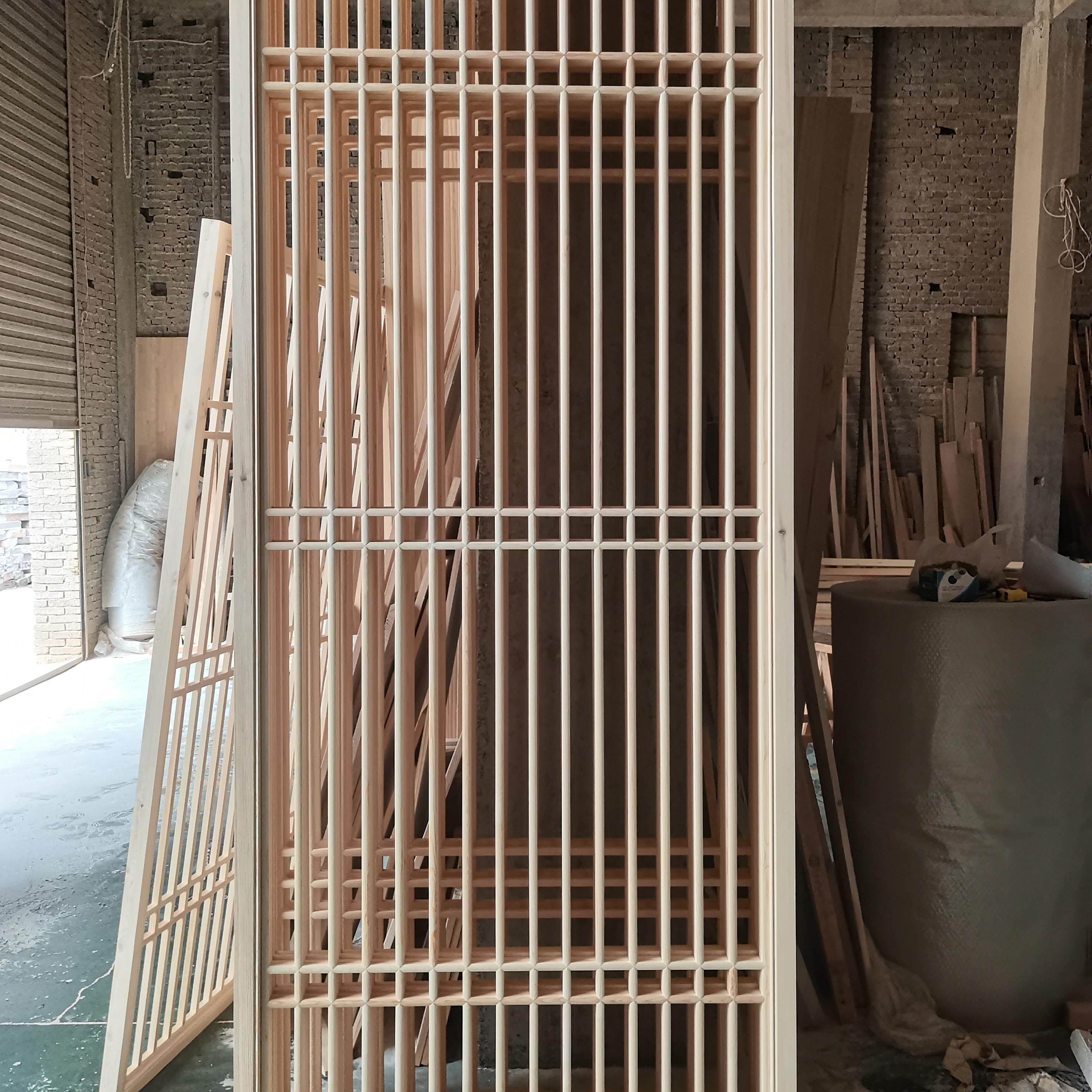 新中式实木花格隔断屏风玄关背景墙镂空雕花木格栅吊顶