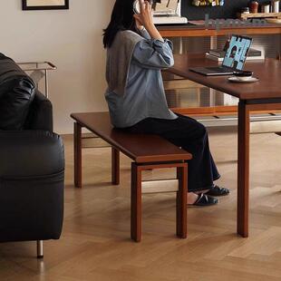 北欧实木长凳板凳覆古长条凳子原木餐桌长椅中古玄关穿鞋凳进门凳