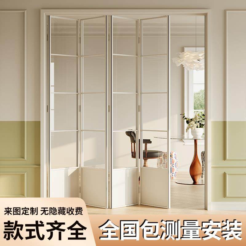 法式折叠门隔断推拉门pd门复古卧室客厅卫生间厨房吊轨玻璃门定制