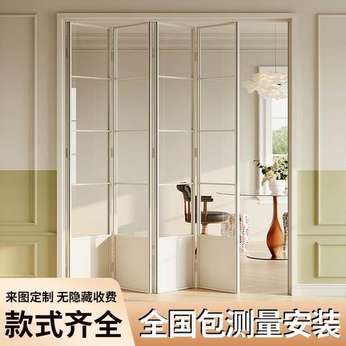 法式折叠门隔断推拉门pd门复古卧室客厅卫生间厨房吊轨玻璃门定制