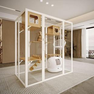 全景猫别墅猫笼定制免费三层特大型家用实木别墅大型室内玻璃猫房
