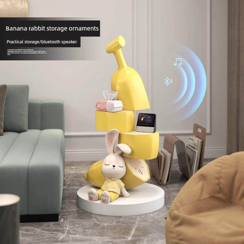 卡通兔子落地式装饰品大托盘客厅电视柜装饰沙发边桌乔迁礼物,家居饰品,落地摆件,淘宝优惠券,粉丝福利购,淘宝优惠卷
