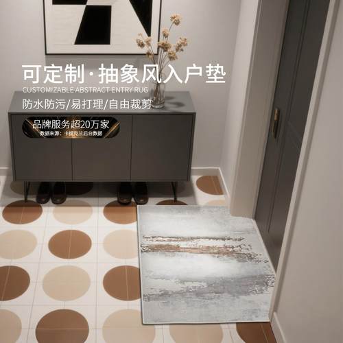 新款抽象风入户门地垫轻奢高级简约地毯门垫家用防水防滑垫可裁剪