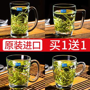 Ocean进口玻璃茶杯泡茶杯带把套装家用待客水杯加厚大容量喝绿茶