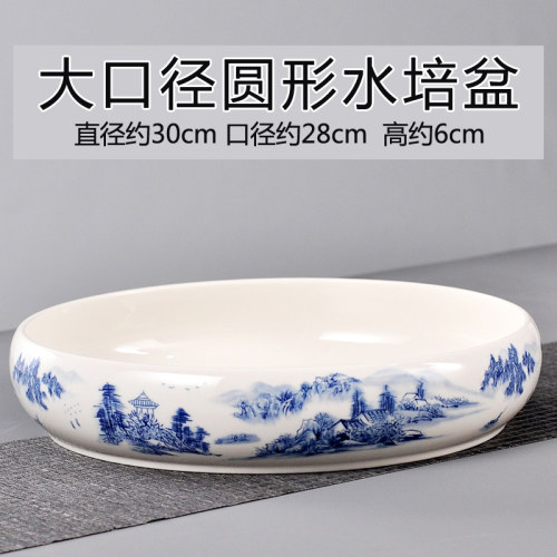 铜钱草花盆水培专用中国风陶瓷大号碗莲水仙富贵竹塔圆形菖蒲花盘