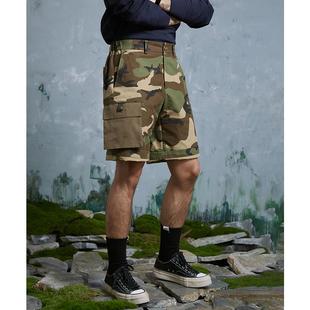 户外口袋五分裤 迷彩短裤 纯棉工装 男夏季 防撕裂中高腰廓形休闲裤