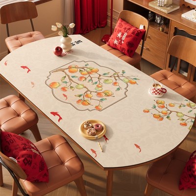 椭圆形隔热垫餐桌垫防烫耐高温高级感桌布防水防油新中式茶几台布