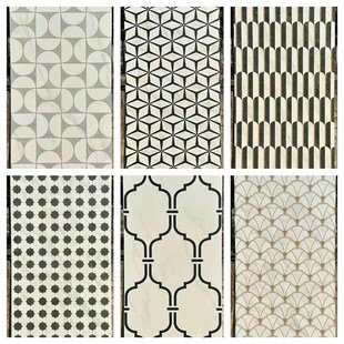 黑白花砖750*1500几何拼花地砖客厅背景墙卫生间墙砖仿古砖瓷砖