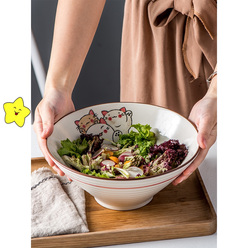 日式吃面碗面碗家用大号大碗汤碗陶瓷拉面碗斗笠喇叭碗螺蛳粉辛拉